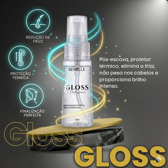 Reparador de Pontas Gloss com Silicones Ultra Luminosos Protege Contra Raios Solares e Anti-Frizz para Todos os Tipos de Cabelos Selando As Cutículas Brilho Alto Agressores Externos Textura Leve