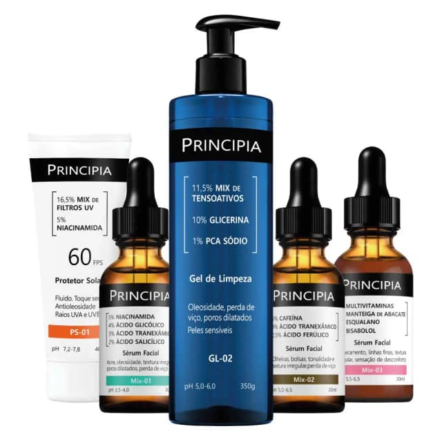 Principia Kit Antiacne (Mix-01), Olheiras (Mix-02) e Reparação da Pele (Mix-03) com Limpeza e Proteção