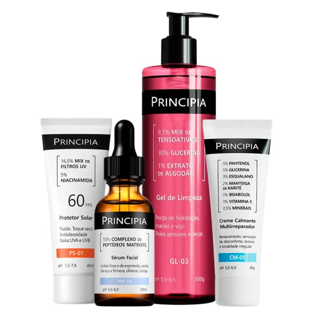 Principia Kit GL-03, CM-01, PM-10, PS-01 FPS 60 (maciez e viço pele sensiveis)