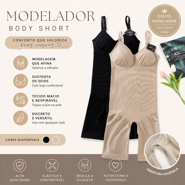 Cinta Modeladora Feminina Macaquinho Modeladora Com Bojo e Com Abertura Higiênica