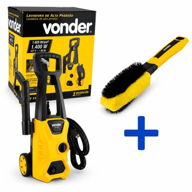 Kit Lavadora Alta Pressão LAV1600 127V + Escova Para Roda Com Esponja Vonder