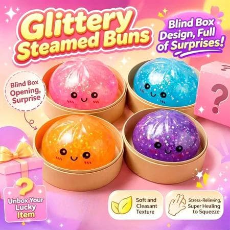 TAMANHO GRANDE 8,5cm Brinquedo Bolinho com Glitter, disponível em embalagens de 1, 2,3 ou 6 unidades. Macio, elástico e reutilizável, brinquedo sensorial de aperto, perfeito para alívio do estresse, bola antiestresse (Envio com cores aleatórias)