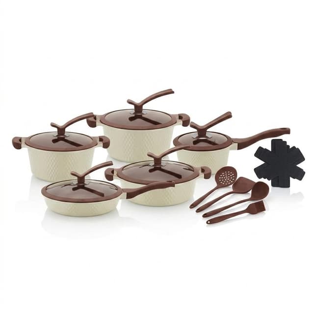 Conjunto Panelas Cerâmica Exclusive 15 Peças Aço Inox Com Utensílios