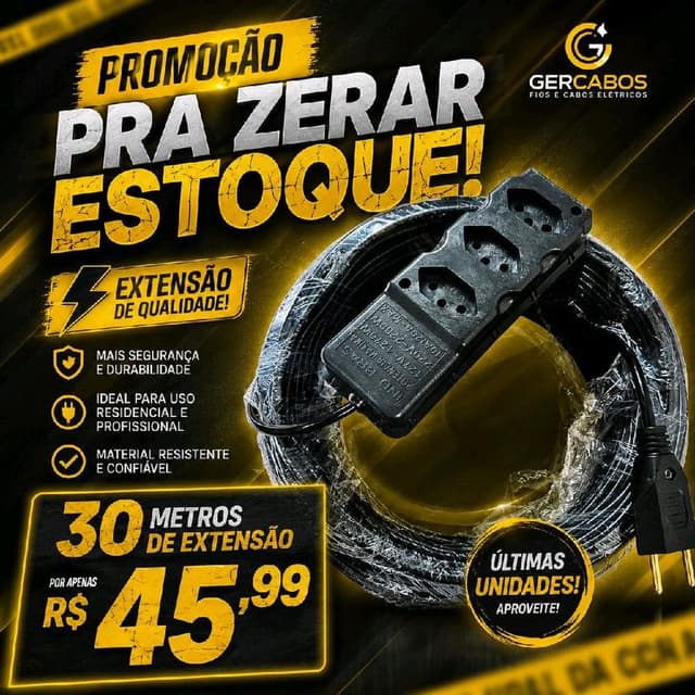 Extensão Elétrica 30 Metros *3 Entradas* Barra!!