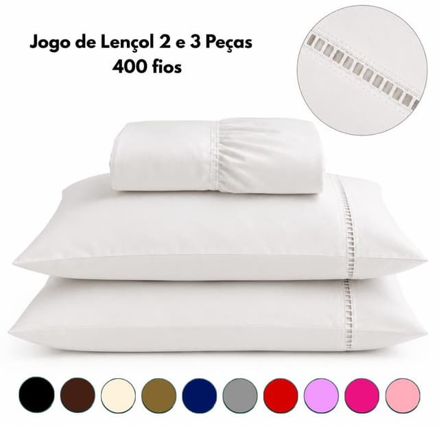 Jogo de Lençol 3 Peças 400 Fios Micro Percal Solteiro Casal Queen King