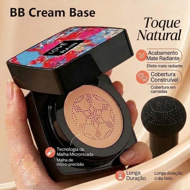BB Cream Foundation/Concealer with Mushroom-Shaped Sponge Makeup Whitening Cream Martin Natural HB2006