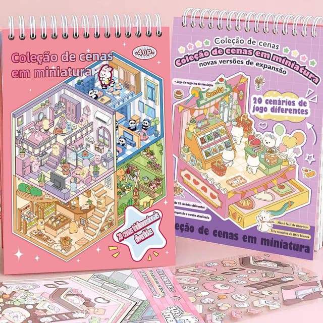 Caderno de Adesivos 3D com 20 Cenas Diferentes 40 Páginas DIY Relaxante Educativo Livro Silencioso para Crianças Brinquedo Educativo Antiestresse