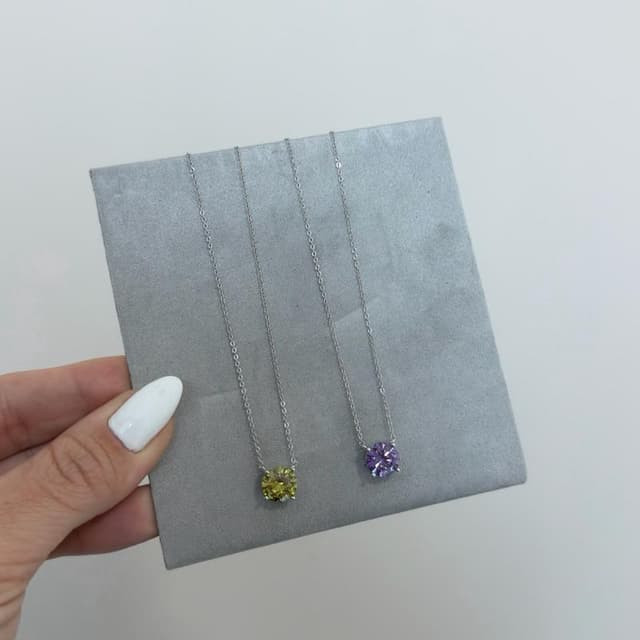 COLAR ÍRIS SOLITÁRIO 10mm ZIRCÔNIA CORES