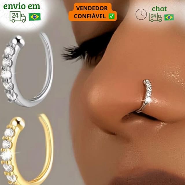 Piercing Fals0 fak& para Cartilagem Ajustável com Microzircônia