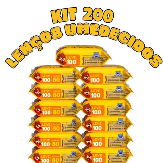 Kit 200 Toalhas Umedecidas Chameguinho Baby Lenço Umedecido Infantil Higiene Bebê Menina Menino