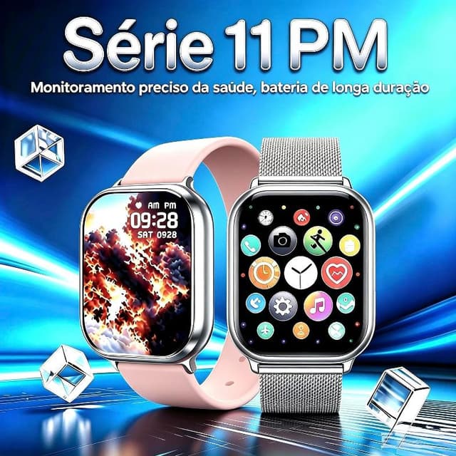 WATCH 11 PM Série11 Bluetooth Voz Smartwatch Relógio Inteligente 45MM Polegada HD Tela AMOLED 100 + Modos
