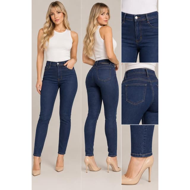 Calça Jeans Feminina Cintura Alta Modelo Skinny Levanta Bumbum