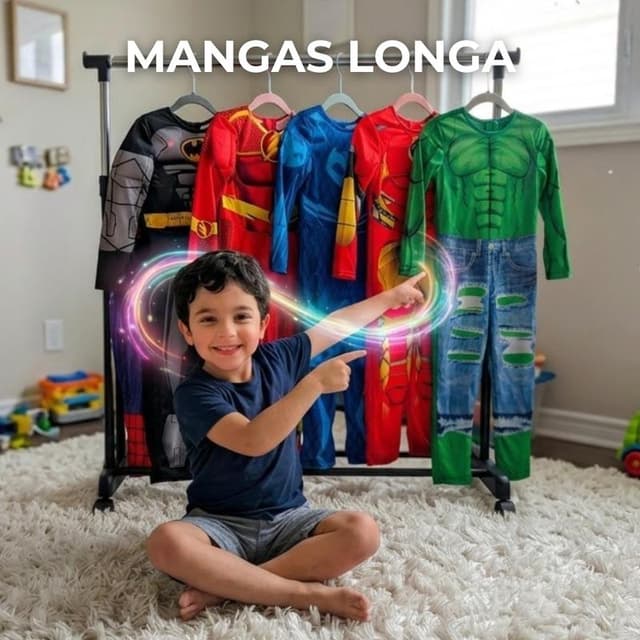Fantasia Infantil Roupa Longa Escolha Personagem Heróis