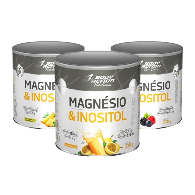Combo 3 Unidades - Magnésio & Inositol Bodyaction - 3 Latas de 210g Cada