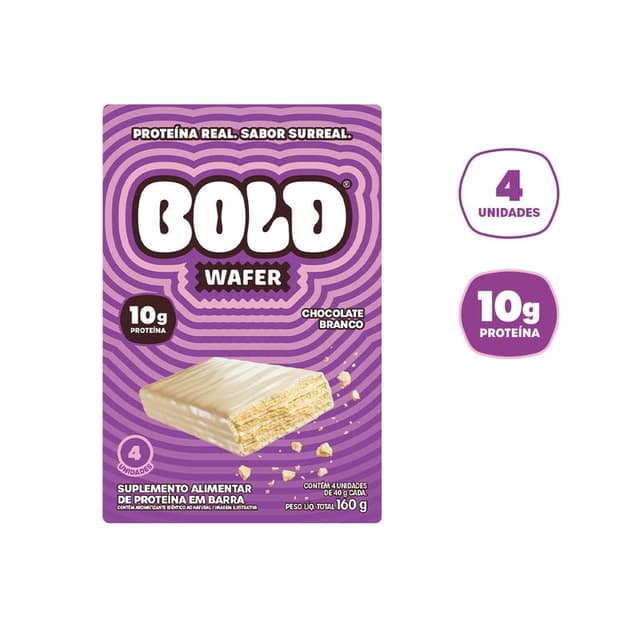 BOLD WAFER CHOCOLATE BRANCO 40G - KIT 4 UND.