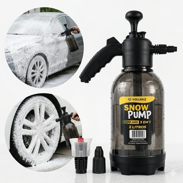 Pulverizador Manual Snow Foam Vollekz 3 em 1 – 2L para Lavagem Automotiva, Jardim e Limpeza Doméstica