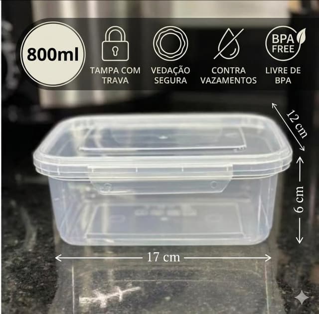 kit 10 potes 800ml PLASTICO tampa com trava livre de BPA-free micro-ondas freezer alta qualidade