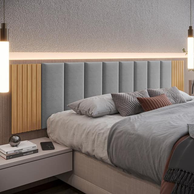 Peças Cabeceira Modular + Painel Ripado MDF Para Cama Box Casal King Queen - Envio Full