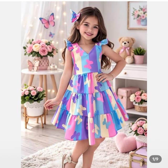 Vestido infantil três maria estampados coração