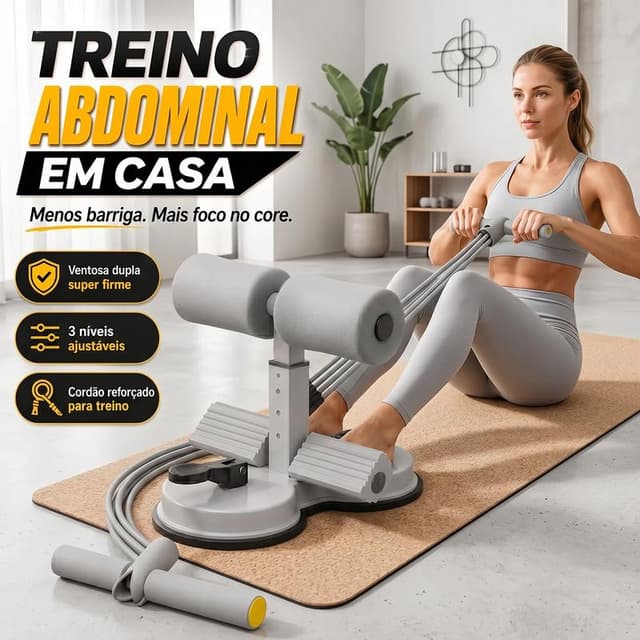 Sem academia | Aparelho de treino abdominal para casa com 3 níveis de ajuste | Ventosas duplas de alta fixação | Equipamento fitness para homens e mulheres