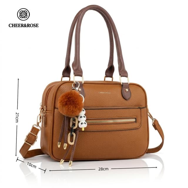 Bolsa Feminina Baú Média | Ombro + Transversal | 5 Repartições com Zíper | Elegante e Prática bolsa feminina elegante, bolsa transversal feminina, bolsa de ombro feminina, bolsa com divisórias bolsa casual chic 22122