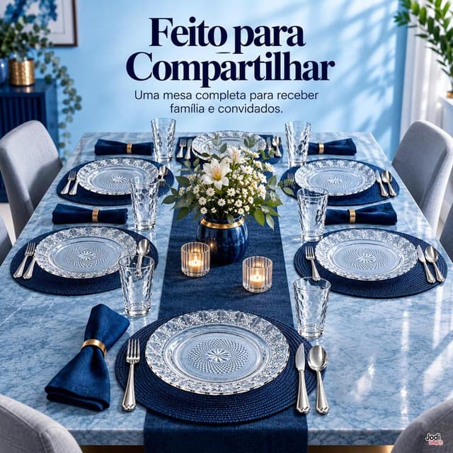 Kit de Jantar Completo com Pratos de Vidro Copos e Talheres Inox