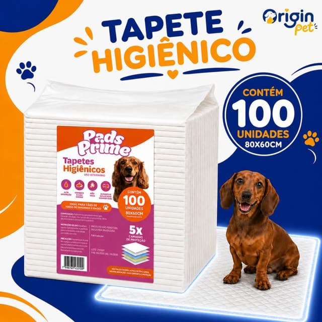 Tapete Higiênico 80X60 100UN PADS PRIME