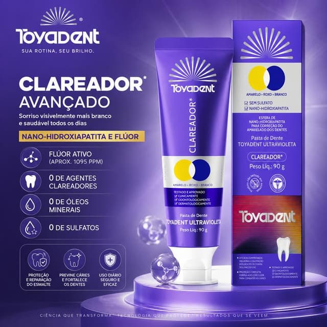 TOYADENT PASTA DE DENTE ULTRAVIOLETA Limpeza eficiente 0 Adicionar pasta de dente