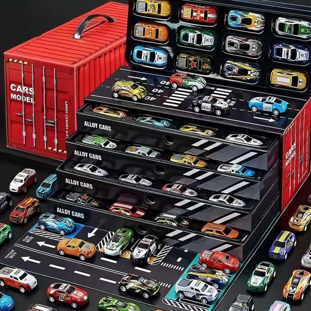Kit 48 Carrinhos de Fricção Jogo de Cidade, Pista de Carros com Mapa Interativo, Brinquedo Educativo Divertido para Crianças