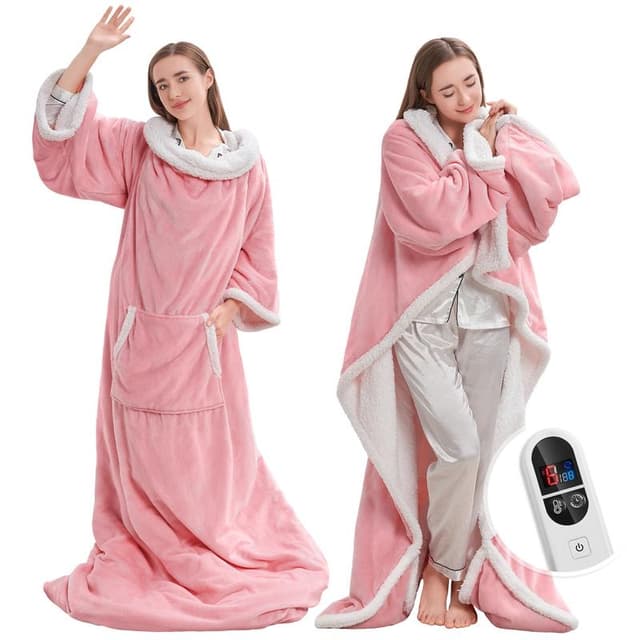 TEHANLD Multifunctional Wearable Heated Blanket with Sleeves, Foot Pocket, 6 Heat Settings, 1-12H Auto Shut-off,52x72in Couch Blanket, Christmas Gift for Girlfriend & Adulting Women, Home Essentials