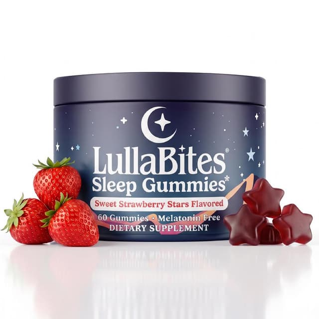 LullaBites Sleep Gummies - 30 Servings -Sweet Strawberry Stars (Melatonin Free)