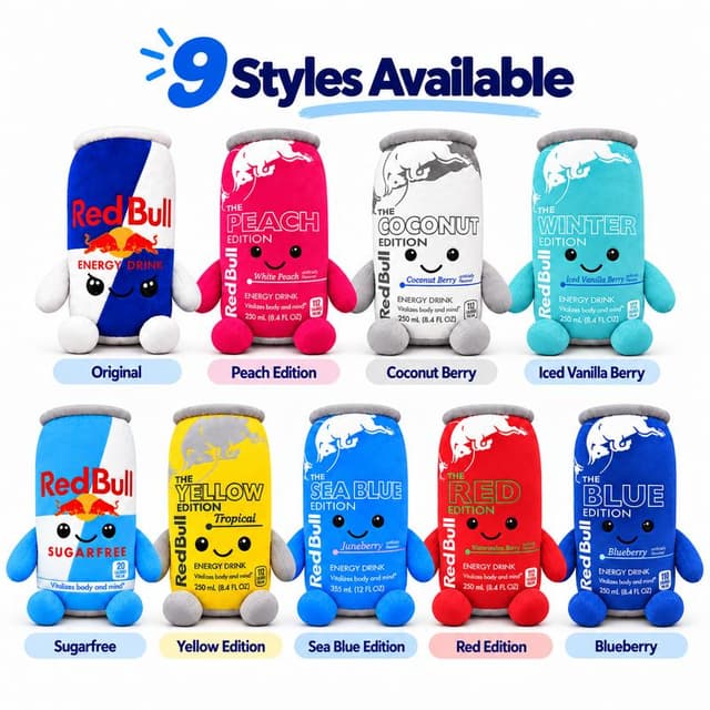 Energy Drink Can Plush Toy, 9 Styles Available, 8.7-Inch Cute Soft Stuffed Doll, Sold Individually, Desk & Room Decor