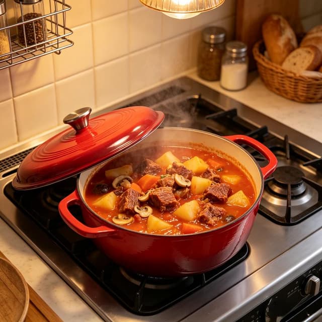 Sweetcrispy 6QT Enameled Cast Iron Stock Pot with Lid - Chip-Resist Coat, Food-Safe Interior, Kitchen Food Cookware for Family Daily Cooking, Frying, All Stovetops, Oven & Camping Use, Dishwasher Safe