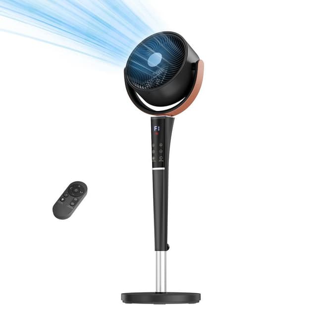 Sweetcrispy Standing Bedroom Pedestal Fan for Cooling Sleep, 20dB Quiet DC Air Circulator, 15 Speeds, 5 Modes, 120° Oscillation, 12H Timer, 1050CFM Airflow, 37-45\" Adjustable Height, LED Light, Remote Control