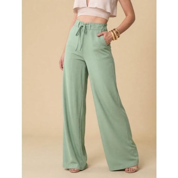 Calça Pantalona Cintura Alta com Amarração Elegância e Conforto Marrante Feminina COD 182