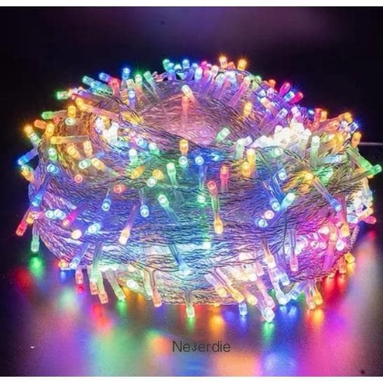 Cordão de Luz Natal Pisca Pisca 100 Led 9m 8 Funções Fio Transparente