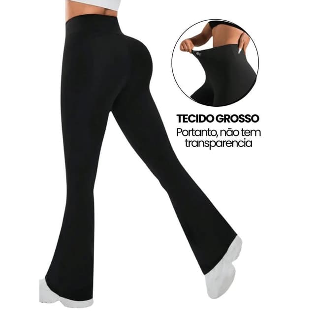 CALÇA FLARE BAILARINA FEMININA CINTURA ALTA EM SUPLEX PARA ACADEMIA, PILATES E USO DIÁRIO KARFOS - RP MODAS