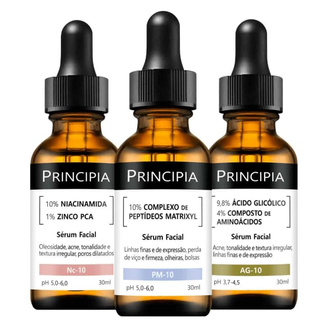 Principia KIT NIACINAMIDA + GLICÓLICO + PEPTÍDEOS Reparação Nutritiva Profunda Pele Mais Firme Sérum Facial 30ml