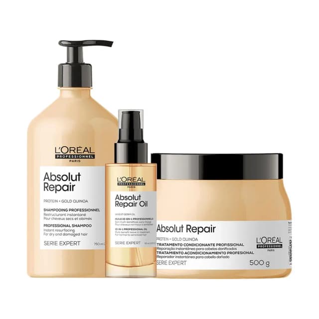 L'Oréal Absolut Repair Shampoo, Máscara e Óleo 90ml