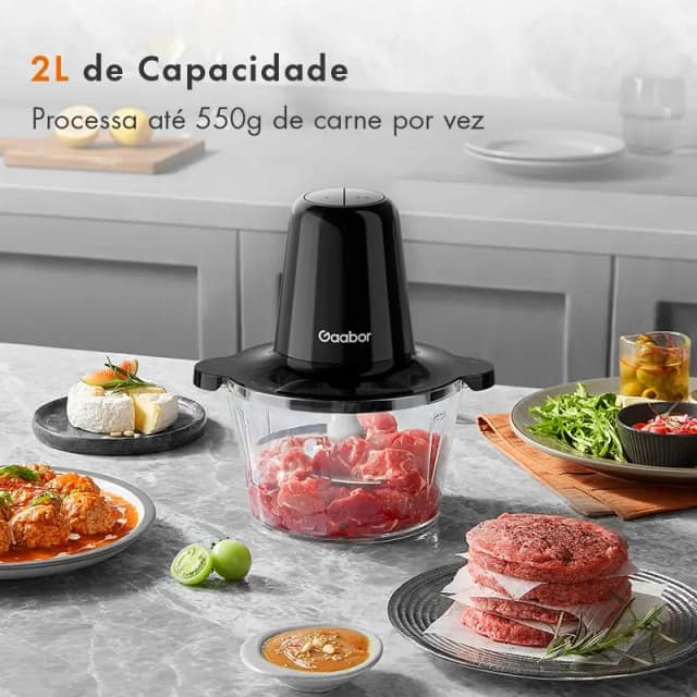 Gaabor Processador Multislice 300w, 4 lâminas, Recipiente de vidro (6mm) e capacidade 2L