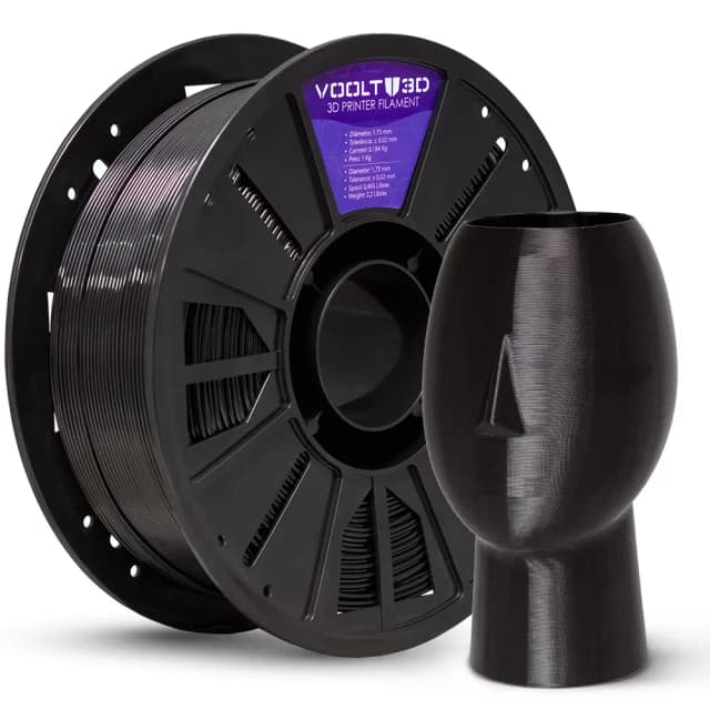 Filamento Petg HF Preto 1kg Voolt3D 1.75mm com High Speed