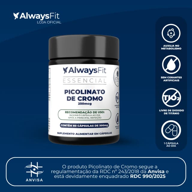 Picolinato de Cromo 250mcg - 60 Cápsulas - Always Fit