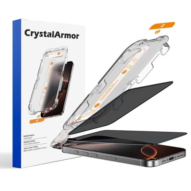CrystalArmor Kit 2 Películas Anti-espião Vidro Temperado 3D 9H + Aplicador-iPhone 17/16/15/14/13/12/11/XR/XS/X Samsung S22 ao S26/A35 ao A56
