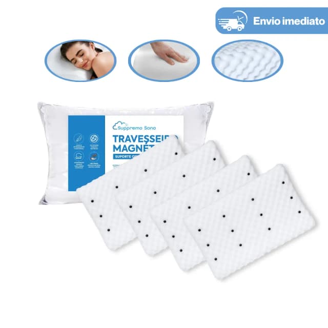 KIT 4 Travesseiro CERVICAL Ortopédico Pillow MAGNÉTICO com Infravermelho Terapêutico Anti Ronco