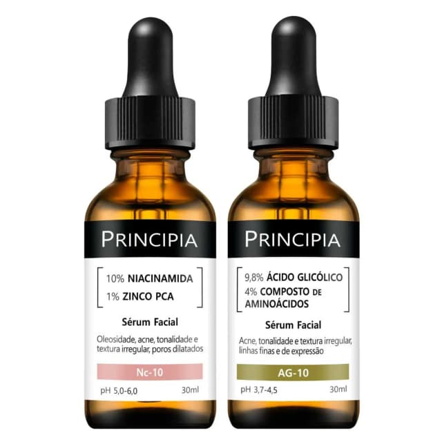 Principia Kit Duplo Niacinamida + Ácido Glicólico Sérum Clareador Sérum Firmador