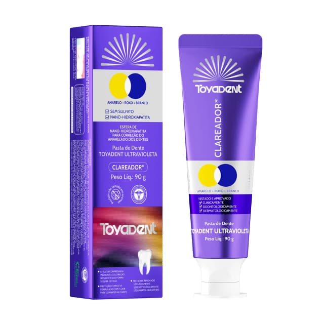 TOYADENT Pasta de Dente Ultravioleta - Clareamento Roxo Neutralizante + Flúor Anti-Cáries+Sem Aditivos