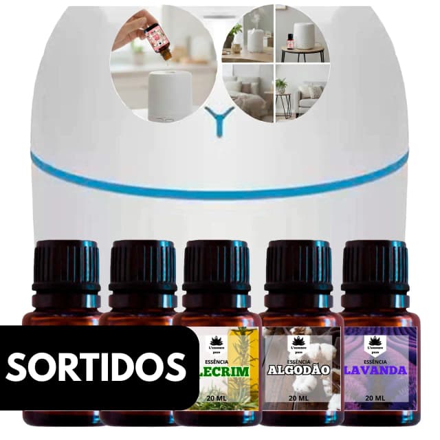 Kit Umidificador EGG com 5 Essências 20ML – PERFUME QUALQUER AMBIENTE COM NOSSO KIT!