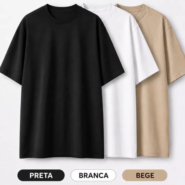 Kit 3 Camisetas Oversized Do P AO G3 Masculina Algodão Premium,Basica,street,treino,Academia
