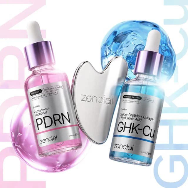 Sérum GHK-Cu + PDRN + Gua Sha de Brinde - Zencial Envy Skin Peptídeo Colageno e Exossomos para Cuidado Facial